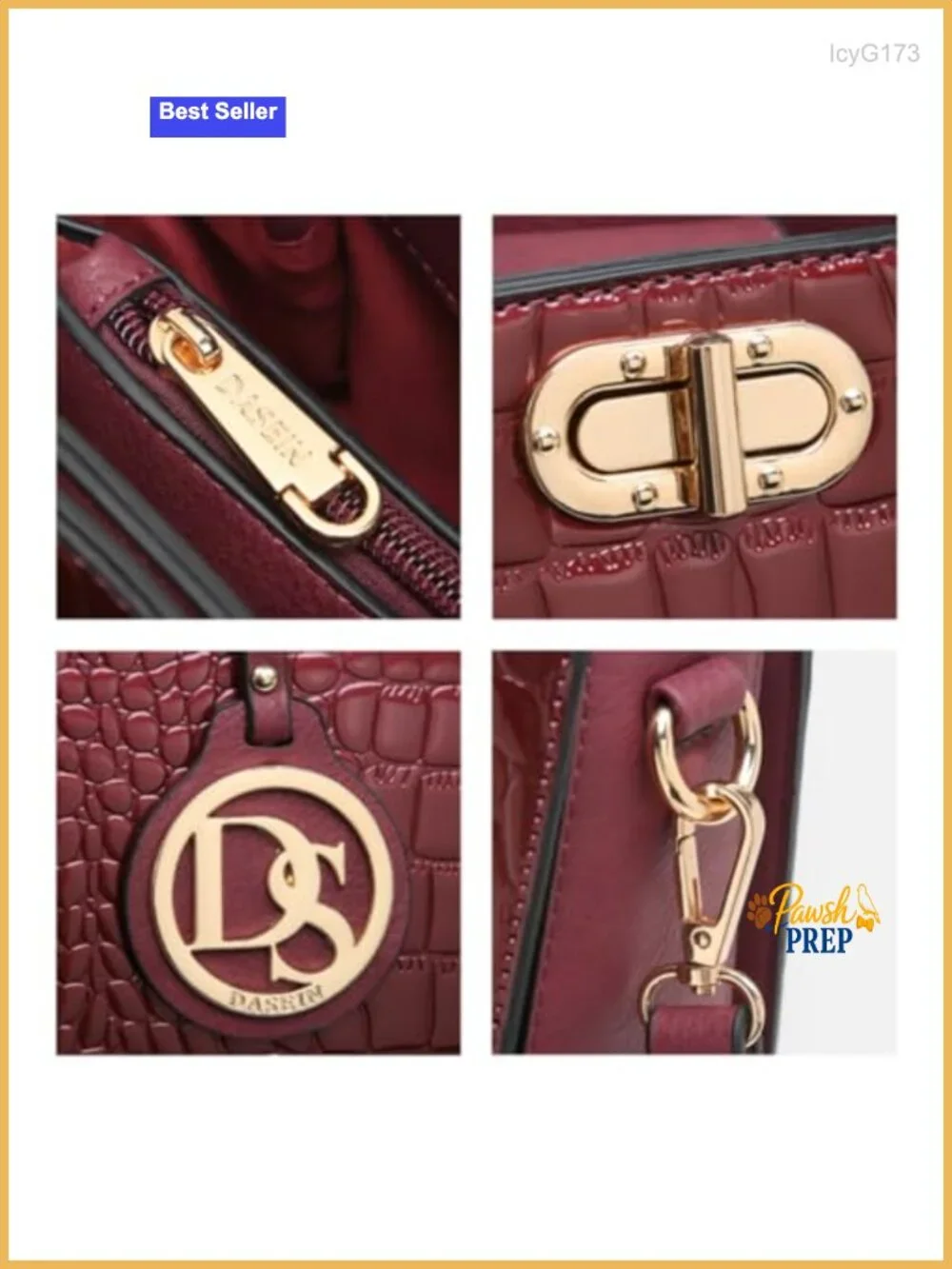 Vegan Leather Satchel Tote with Matching Clutch, Gold Hardware, Work Purse